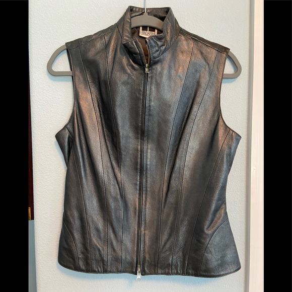 Tadashi Shoji Jackets & Blazers - Like New Tadashi Pewter Genuine Leather Vest